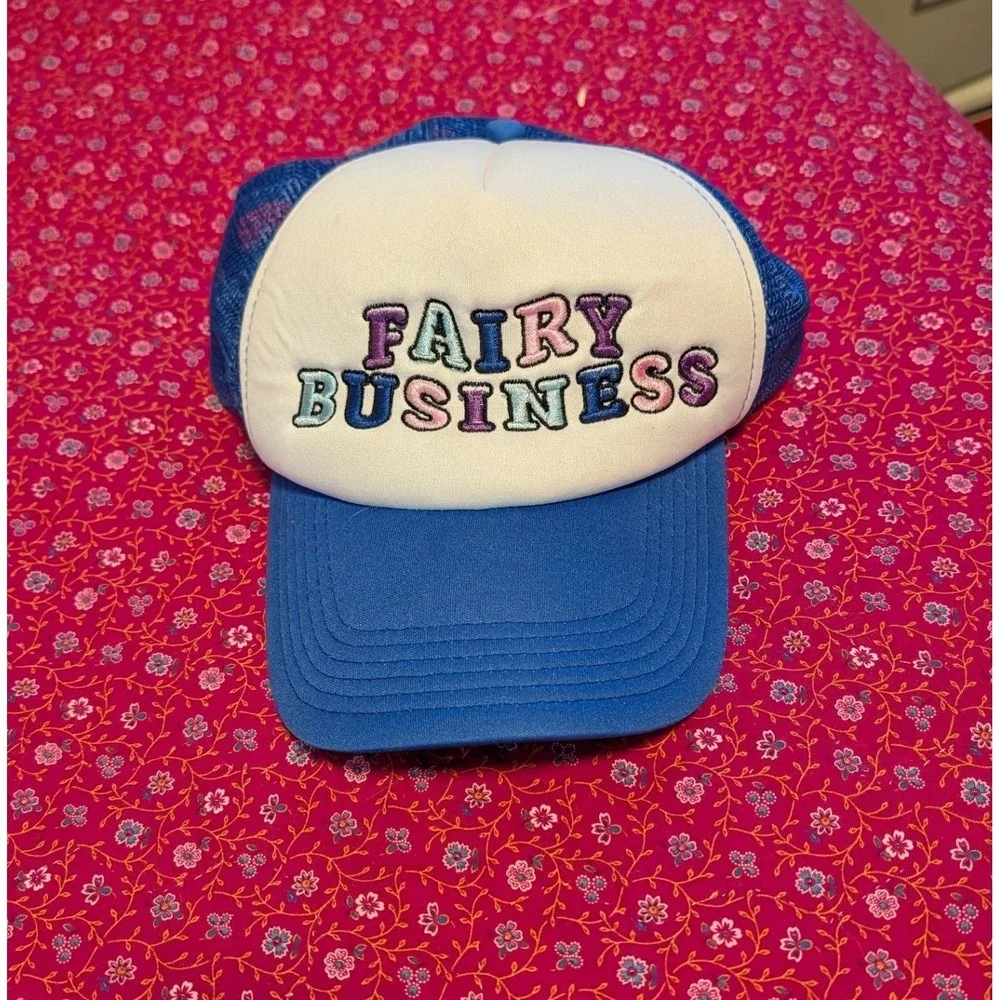 Fairy Business Trucker Hat‎ Blue White Embroidered Snapback Mesh Cap Unisex